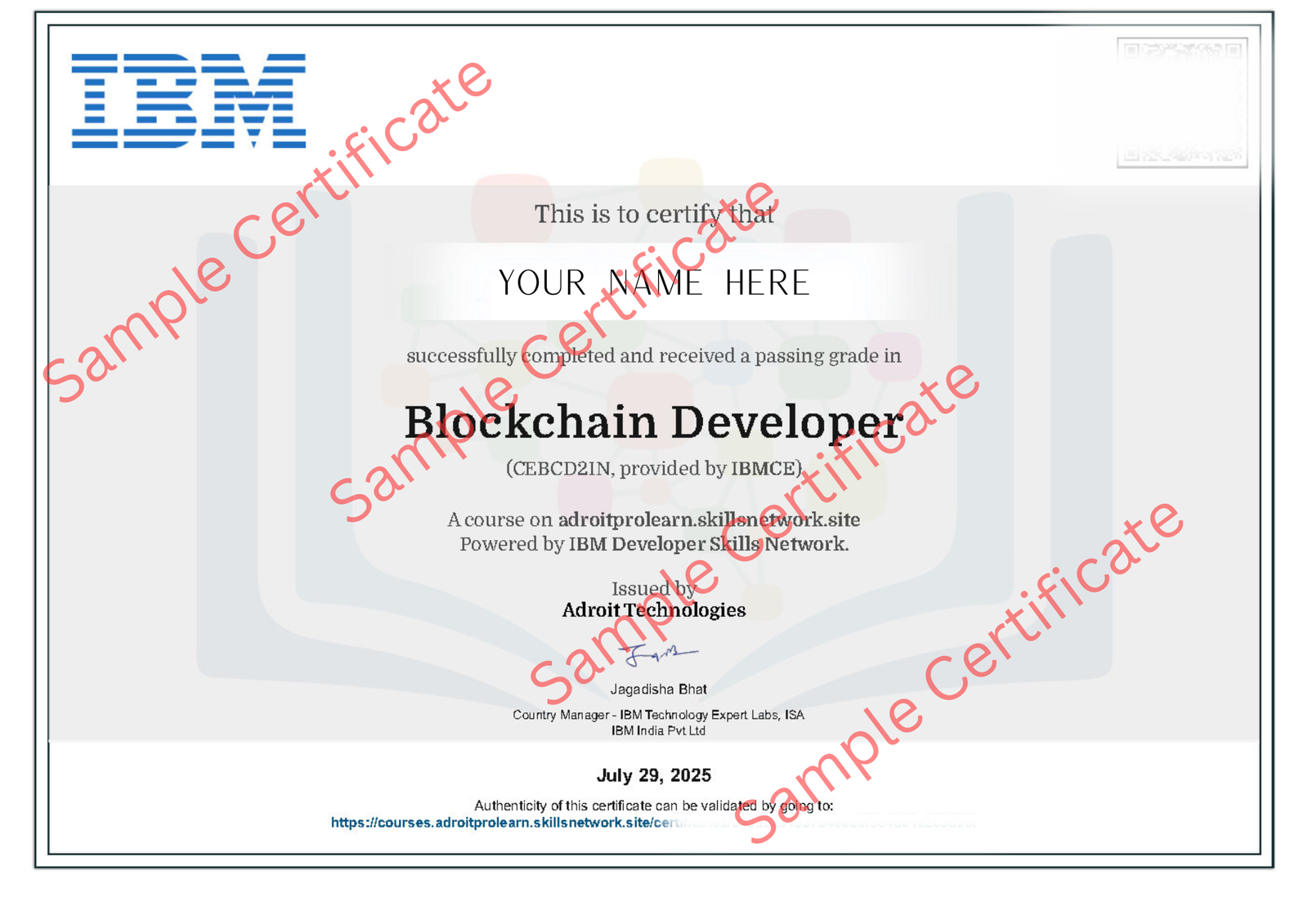 Sample Certificate